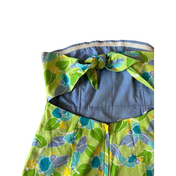 Vintage Lilly Pulitzer | Green + Blue Two Jays Print Strapless Dress | Size 4 - Picture 4 of 7